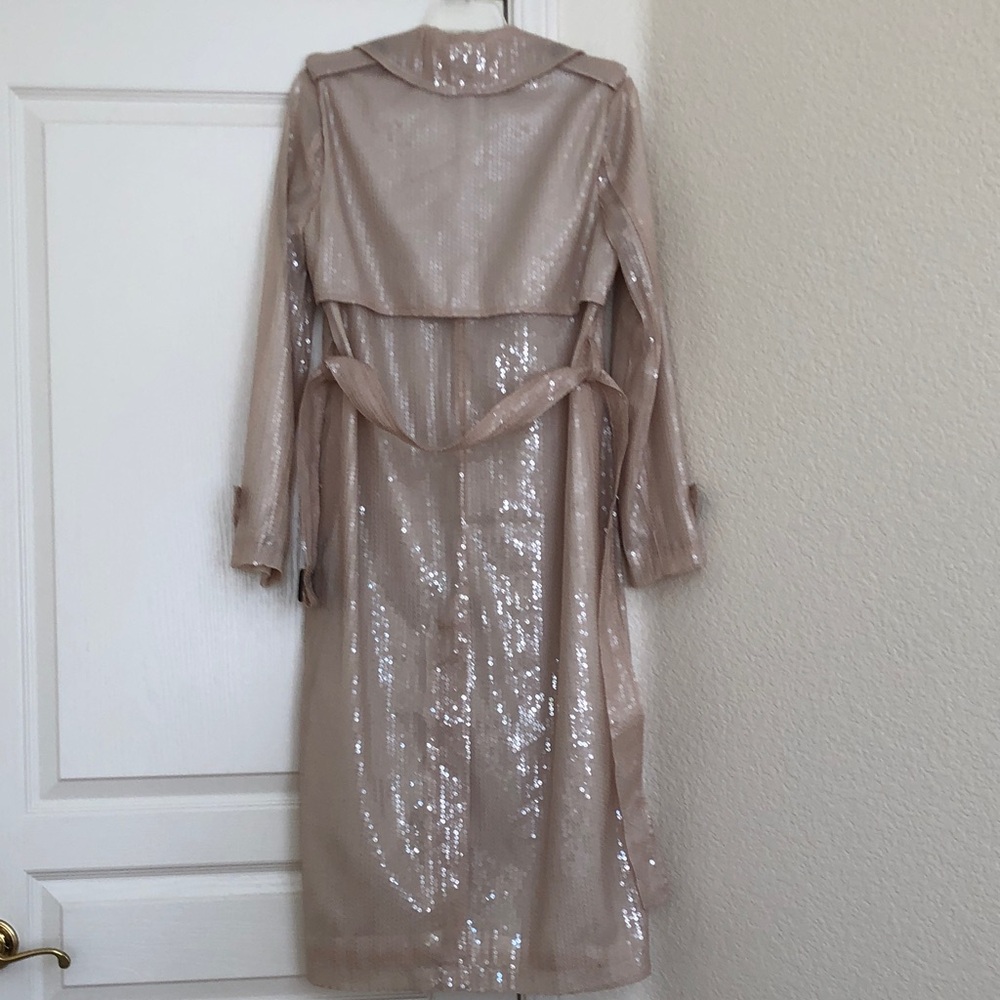 7 For All Mankind Sequin Trench Coat in Nude Beige - Picture 2 of 11
